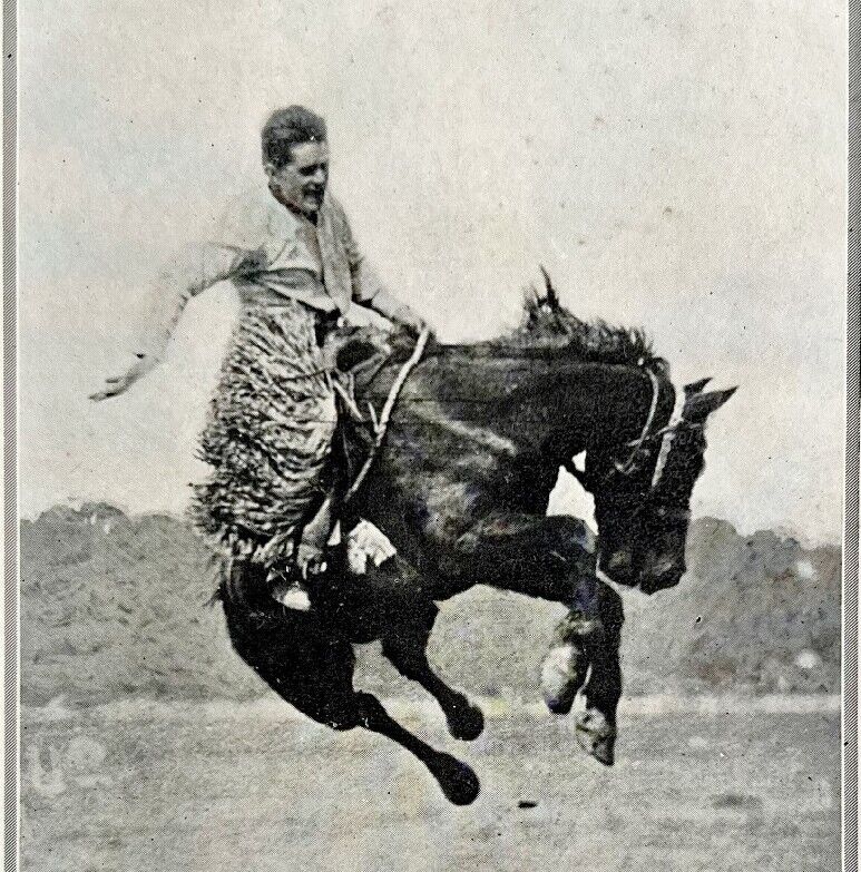 1921 Lee Caldwell Rodeo Bucking Horse Flying Devil Cowboy Photo Print DWN8C