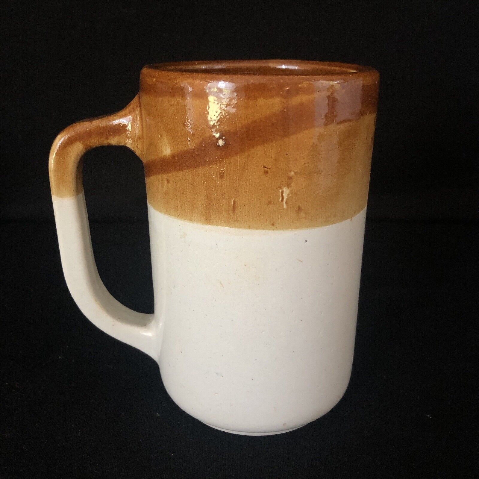 Vintage Monmouth USA Pottery Beer Mug Coffee Mug Brown & Natural