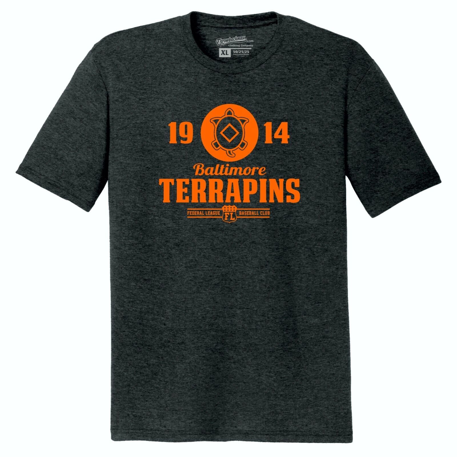 Baltimore Terrapins 1914 Baseball TRI-BLEND Tee Shirt - Baltimore Orioles