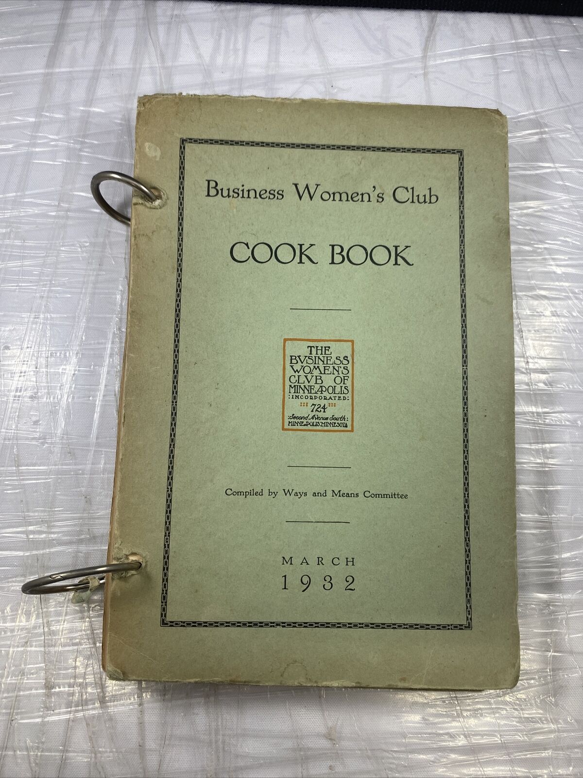 Business Woman’s Club Cook Book - 1932 Minneapolis, MN Rare Antique Vintage 30s