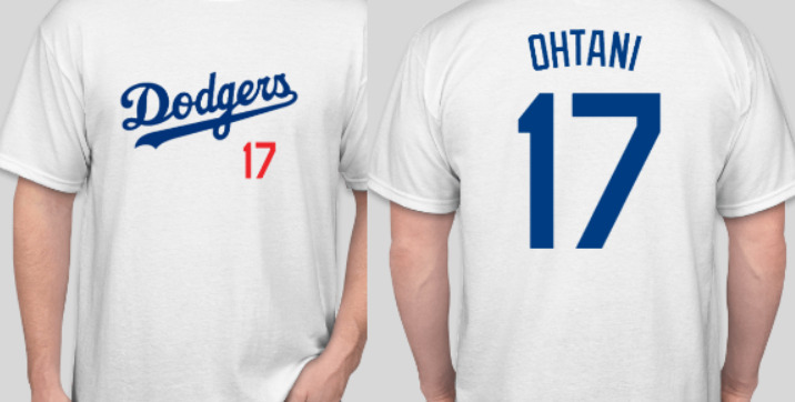 Shohei Ohtani Jersey Dodgers shirt t-shirt fan gear
