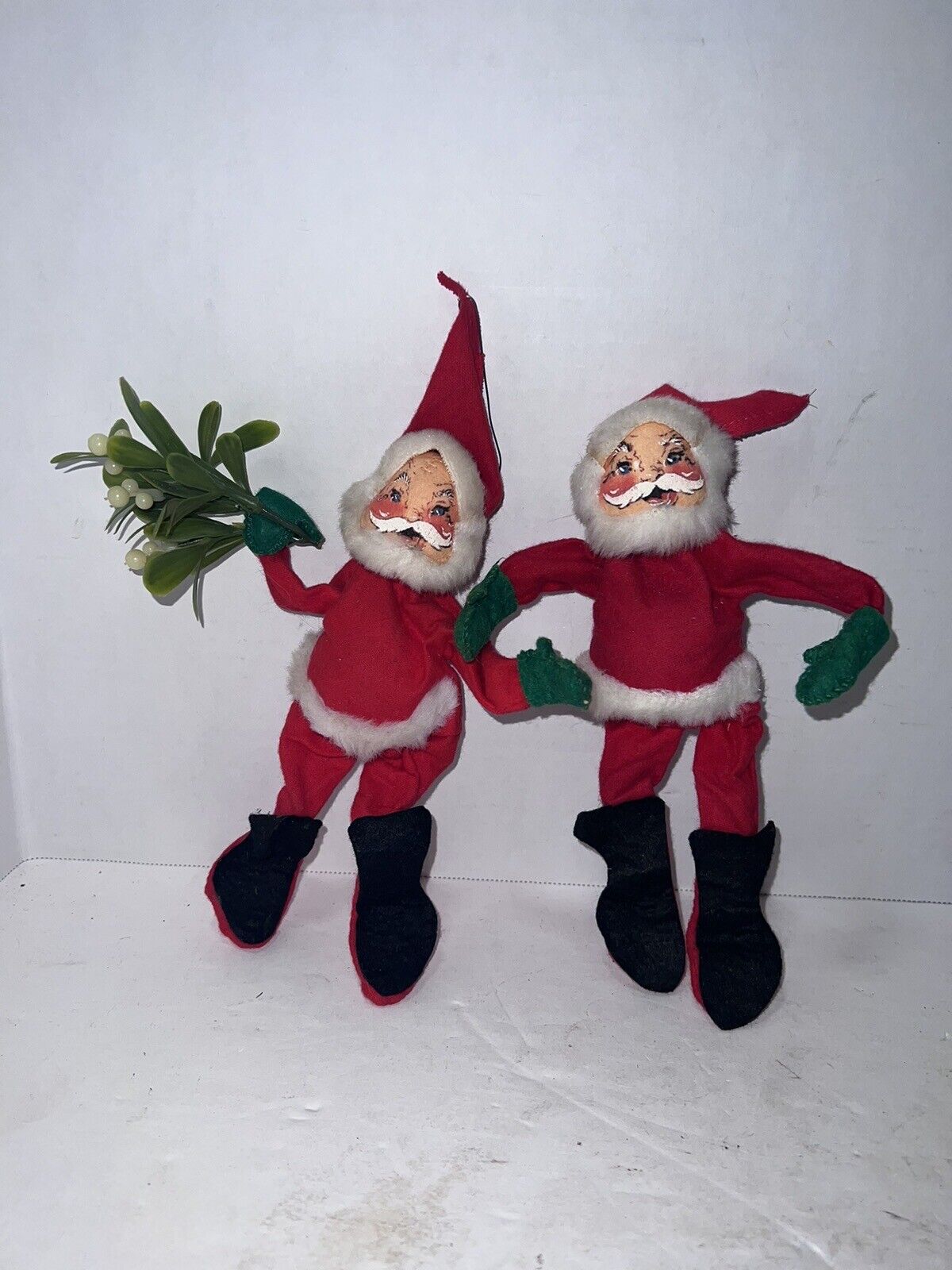 Vintage ANNALEE SANTA CLAUS Christmas Dolls Lot of 2 Bendable Arms Legs 1971