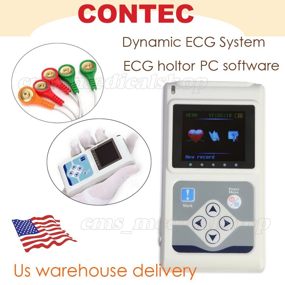 CONTEC 3 Channel Holter ECG System,PC software 24 hours recorder,FDA,TLC5007