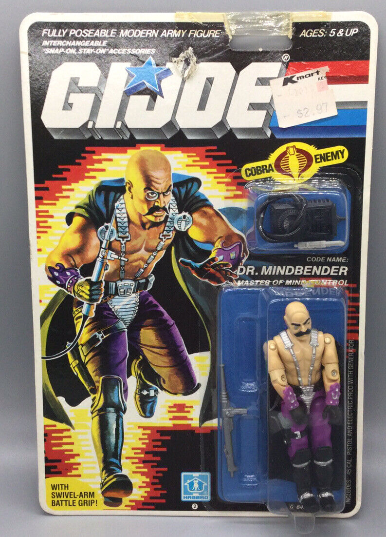 Vintage 1985 Hasbro - GI Joe Cobra Enemy - Dr. Mindbender Action Figure - MOC