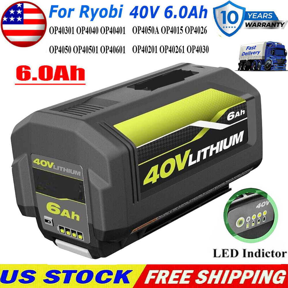 1-6Pack For Ryobi 40V 6.0Ah Battery High Capacity Lithium ion OP4050 OP40602
