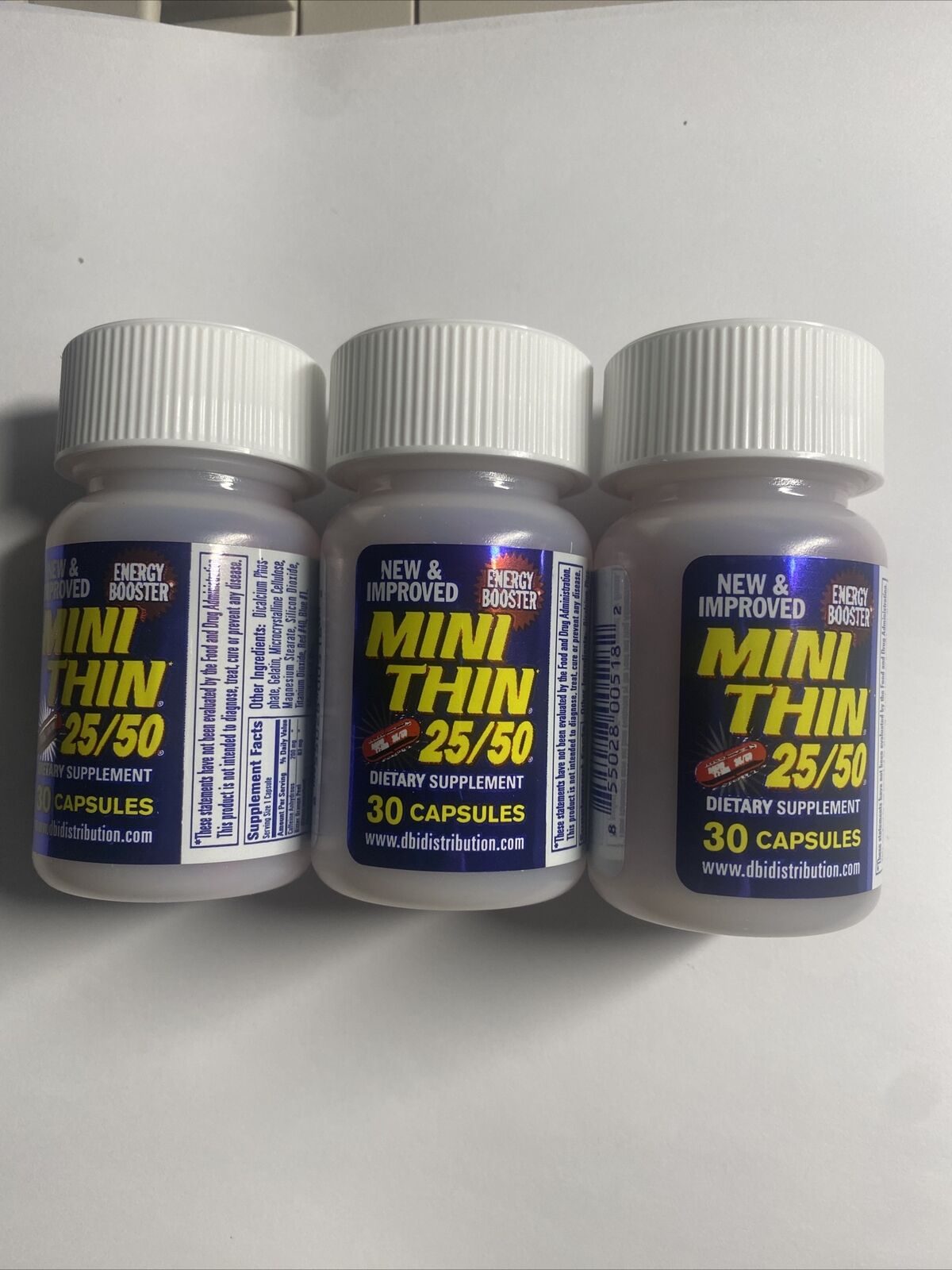 Mini Thin 25/50 Energy Booster Pills 3 Bottles 90 Pills 3 Month Supply 