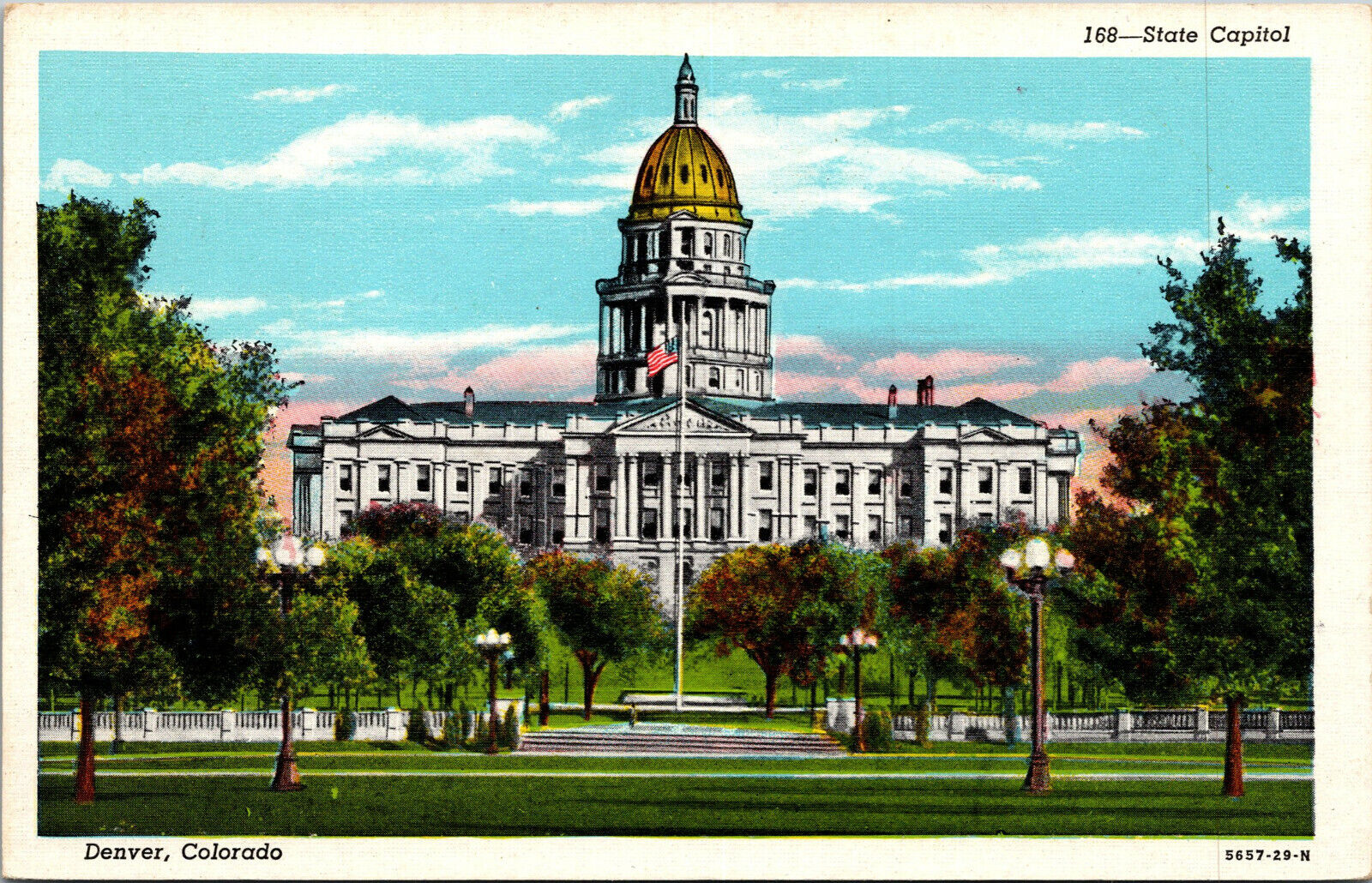 Vtg 1930\'s State Capitol Building Denver Colorado CO Linen Postcard