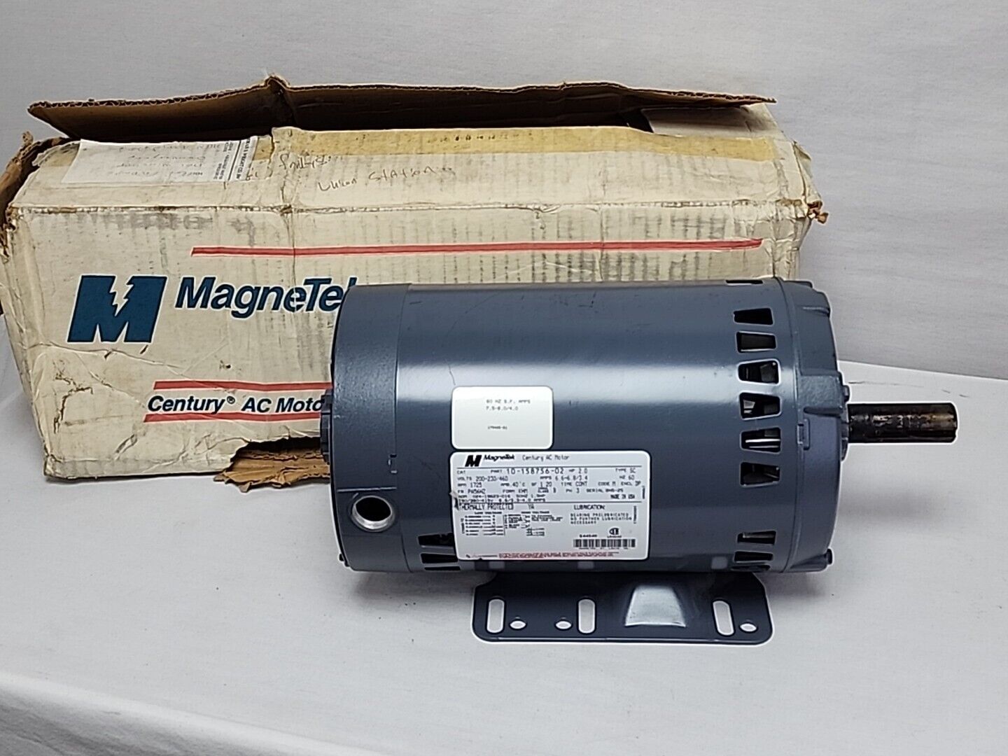 MAGNETEK CENTURY AC MOTOR H854 2HP 460/200-230V RPM 1725 10-158999-02