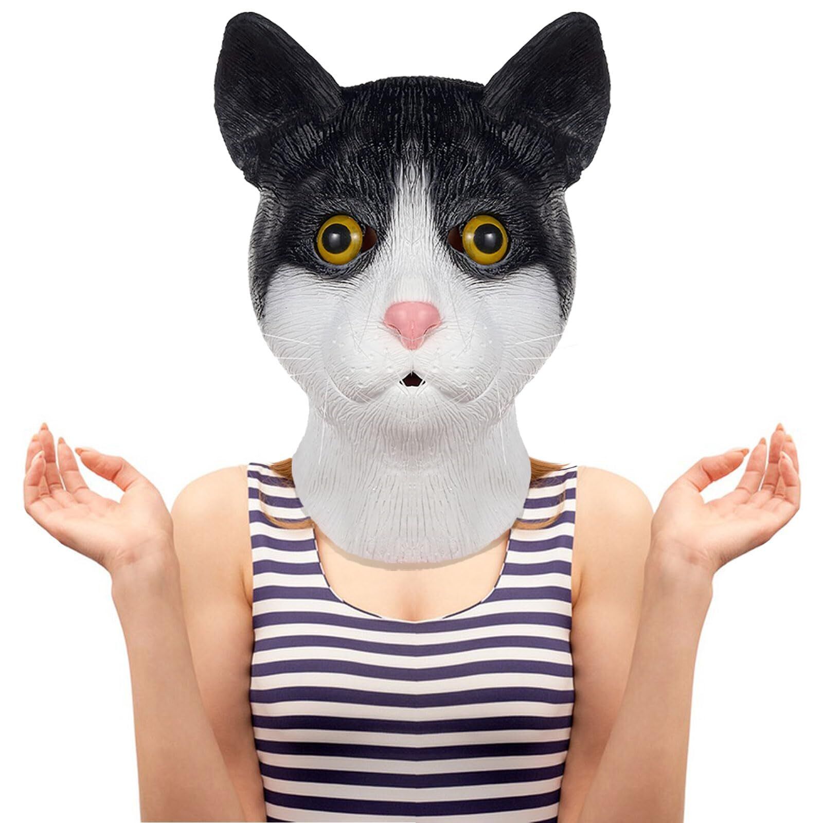 Cute Cat Mask Halloween Animal Cat Costume Cosplay Full Head Mask Latex Novelty