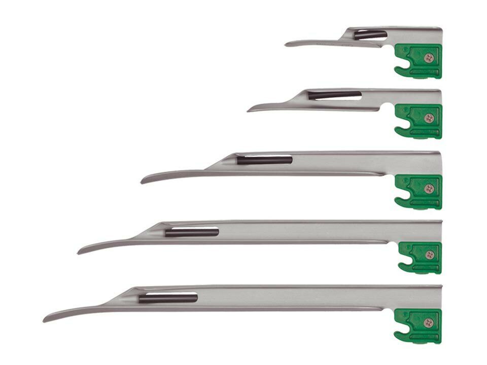 6 Laryngoscope Blades MILLER, Fiber-Optic Illumination, Disposable, Size: 2