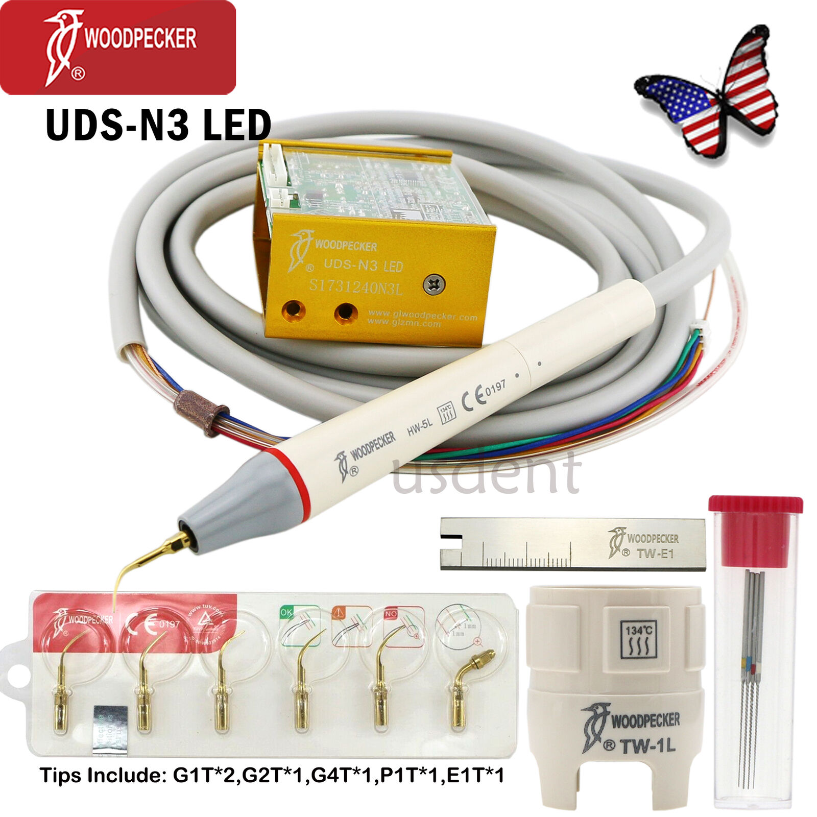 US Woodpecker Dental Ultrasonic Scaler Built-in Handpiece Fit EMS UDS UDS-N3 LED