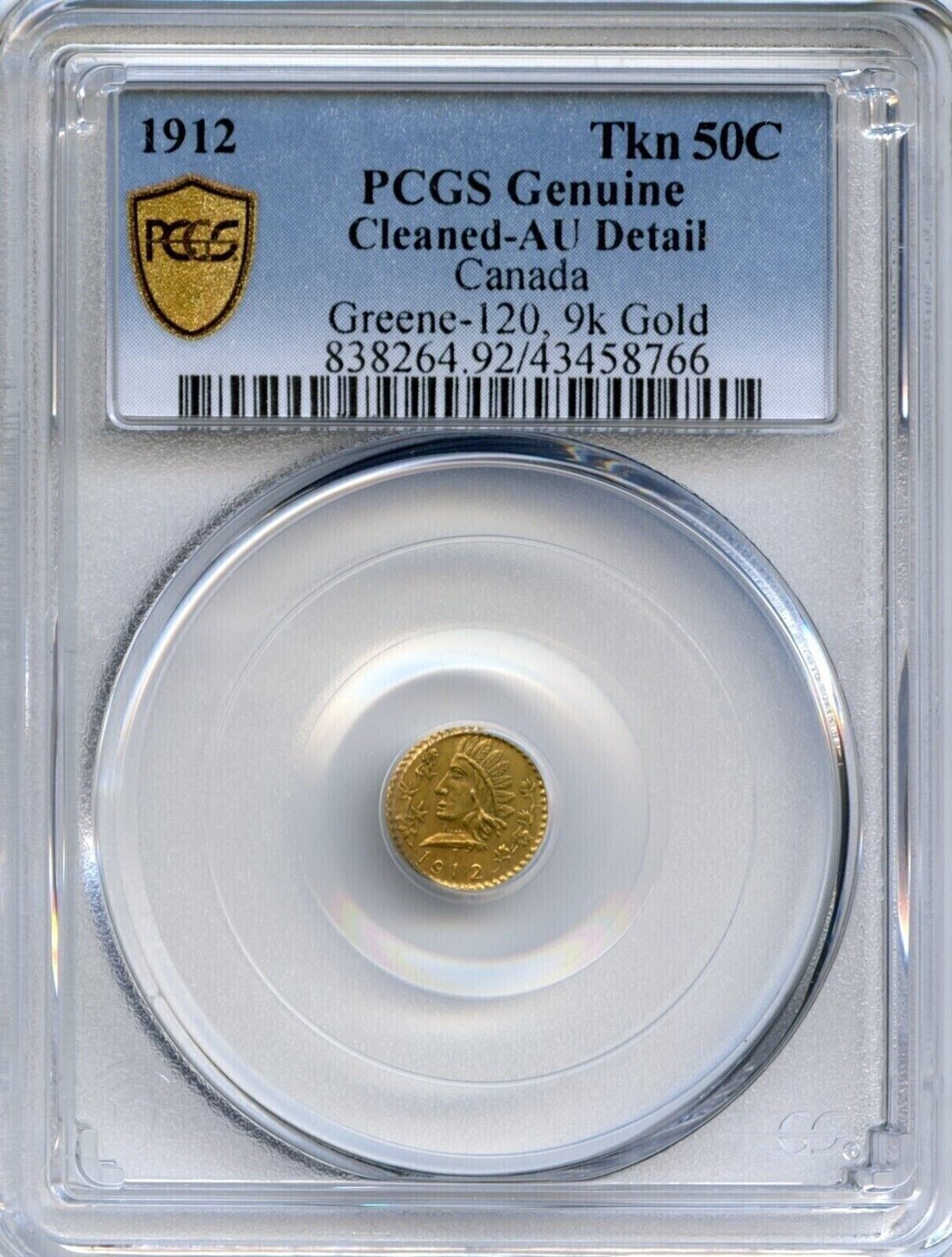 RARE 1912 INDIAN CHIEF 1/2$ Canada/British Columbia Gold / Greene-120 PCGS AU R7