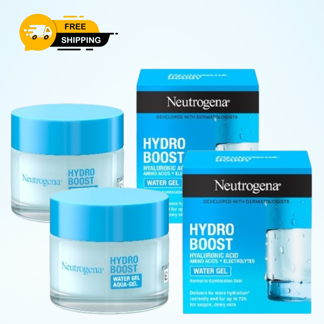 2 Pack Neutrogena Hydro Boost Hyaluronic Acid Water Gel Face Moisturizer, 1.7 oz