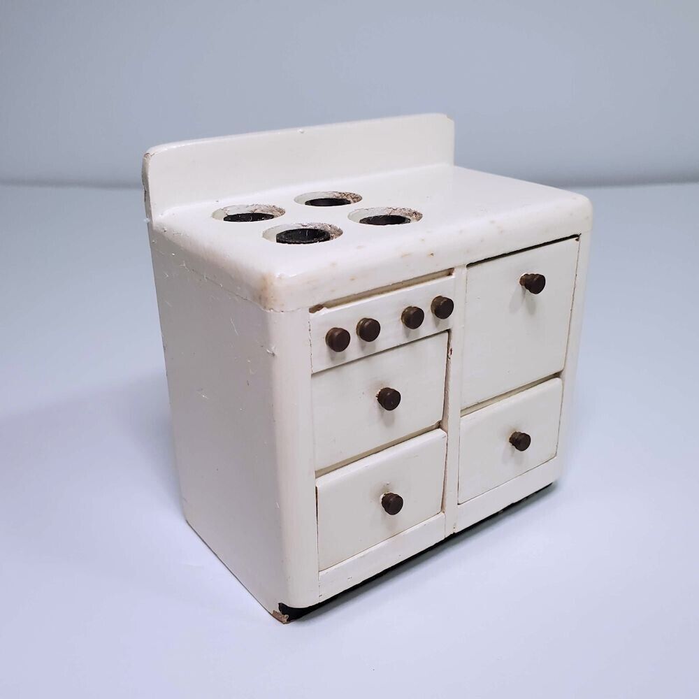 Vintage Chestnut Hill Dollhouse Miniature - Wooden Kitchen Stove Oven Doors Open