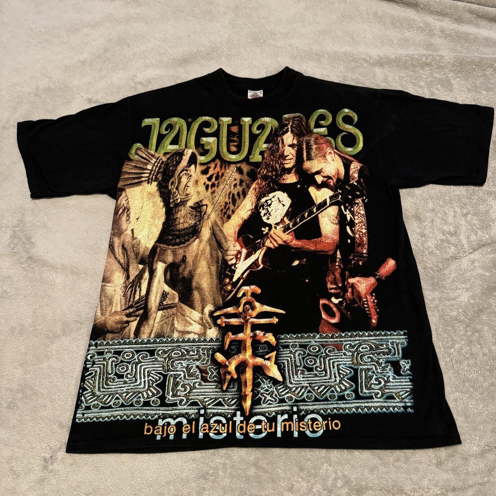 Vintage Jaguares Mexican Spanish Rock Band AOP T Shirt  XL Rare