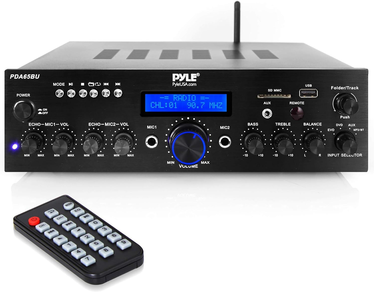 Pyle Wireless Bluetooth Power Amplifier System - 200W Dual Channel Black 