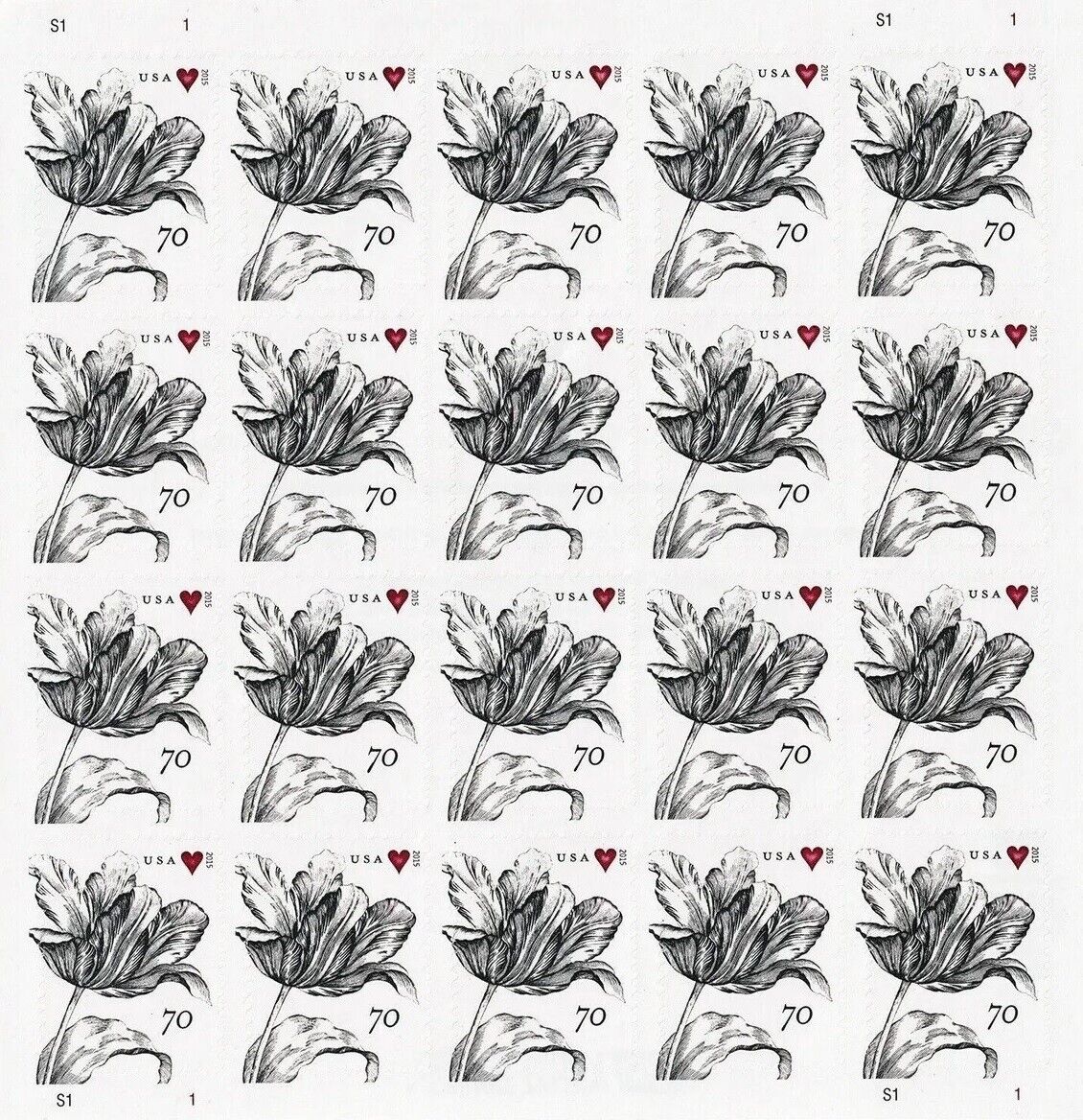 Vintage Tulip #4960 US 70 Cent Stamps (Sheet of 20)