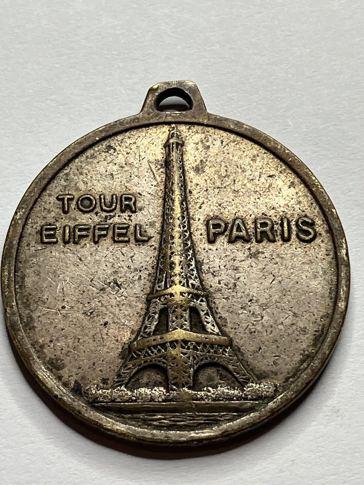 Old Eiffel Tower Souvenir Token Pendant France #sg1