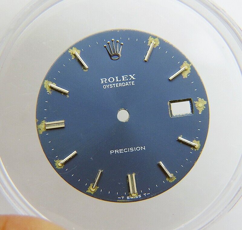 Rare Vintage Genuine Rolex OysterDate Precision 34mm 6694 Blue Watch Dial