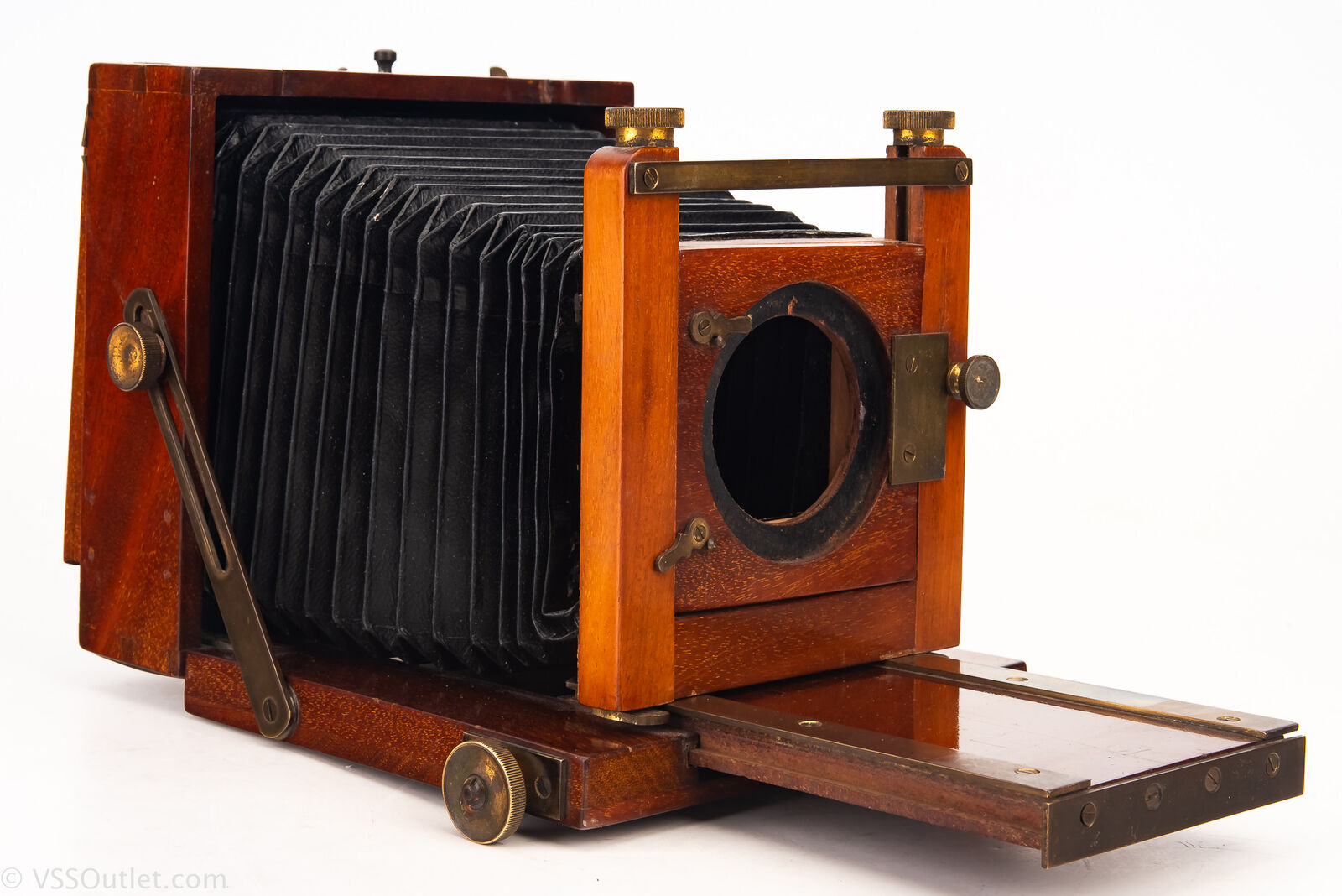 Antique Quarter Plate Mahogany Self Casing Folding Camera AS-IS V25