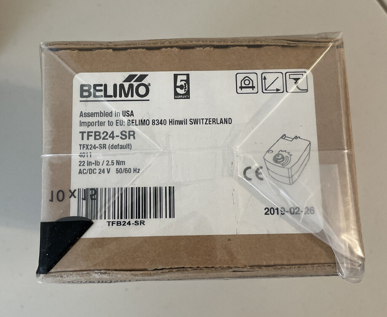 BELIMO TFB24-SR-S Actuator 💪🏼 22 in lb 2.5 Nm AC DC 24V 50 60 Hz NEW