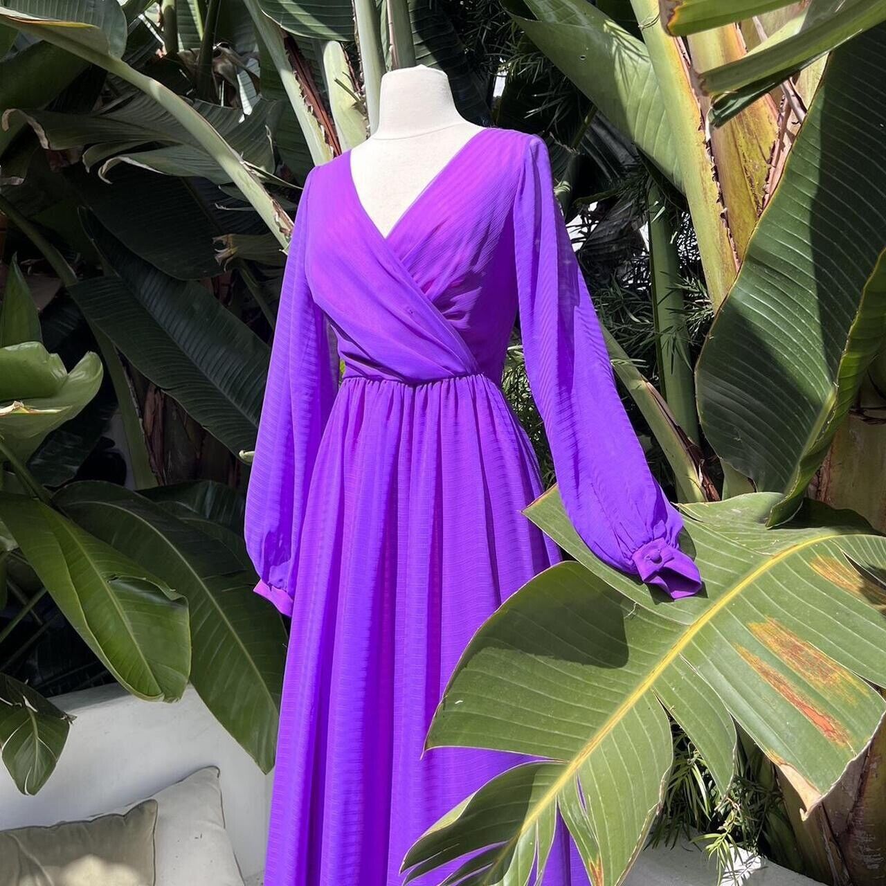 Vintage 1960s Purple Maxi Dress Psychedelic Palm Springs Dress