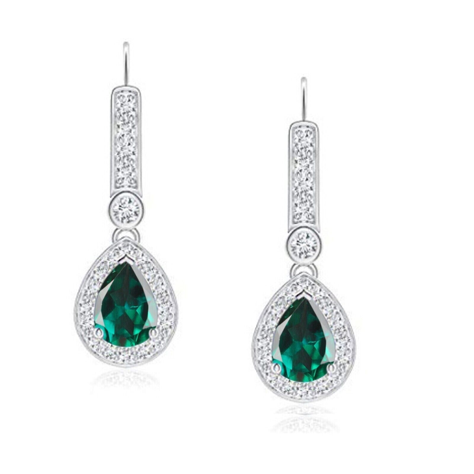 100% Natural Green Emerald 3.00Ct IGI Certified Diamond Earrings In 14KT Gold