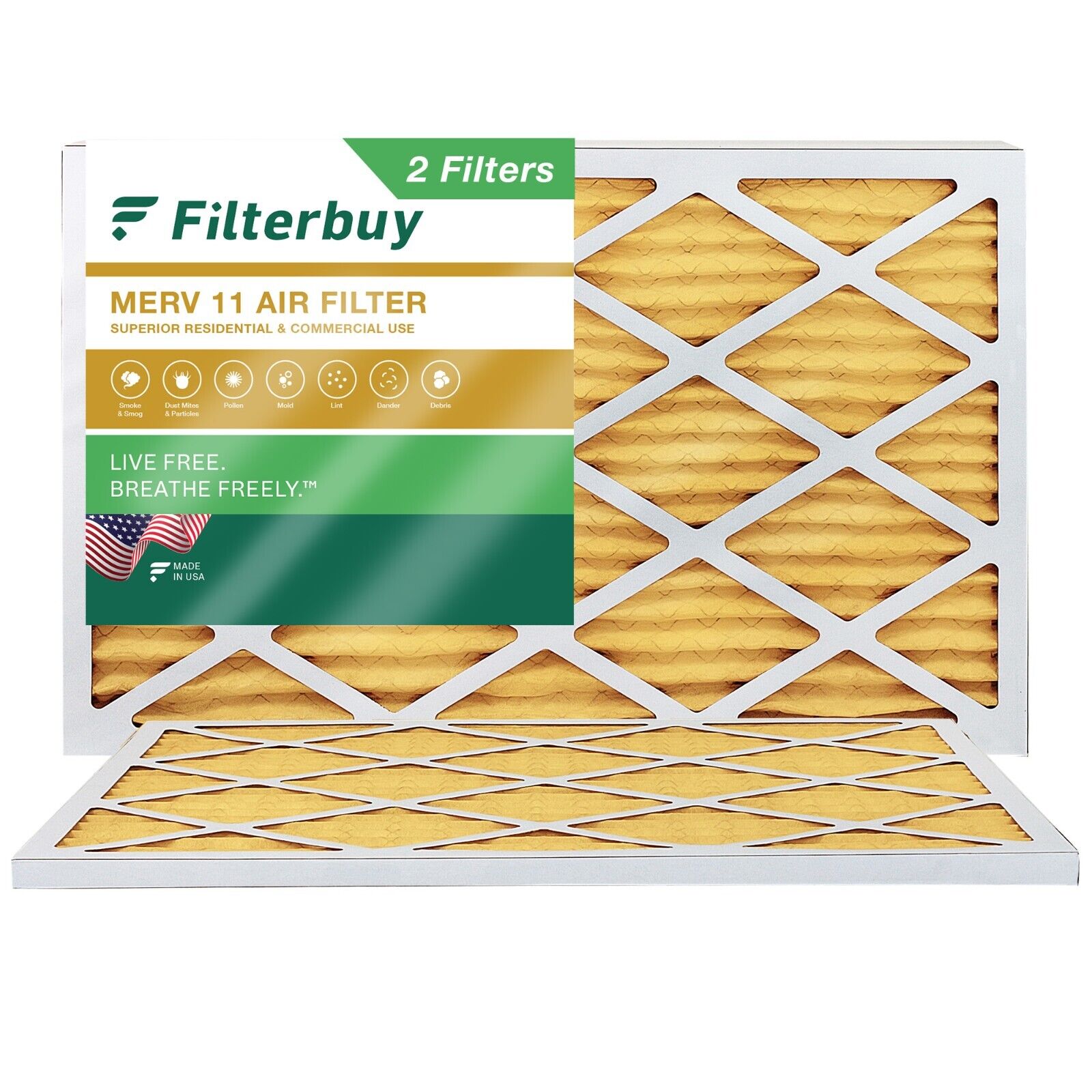Filterbuy 16x25x1 Pleated Air Filters, Replacement for HVAC AC Furnace (MERV 11)