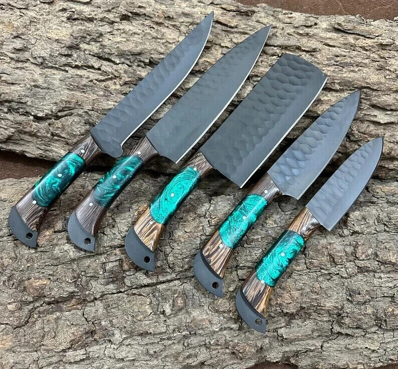 Handmade Chef Set Damascus Steel Kitchen Knives Set Forged Custom Knife Set