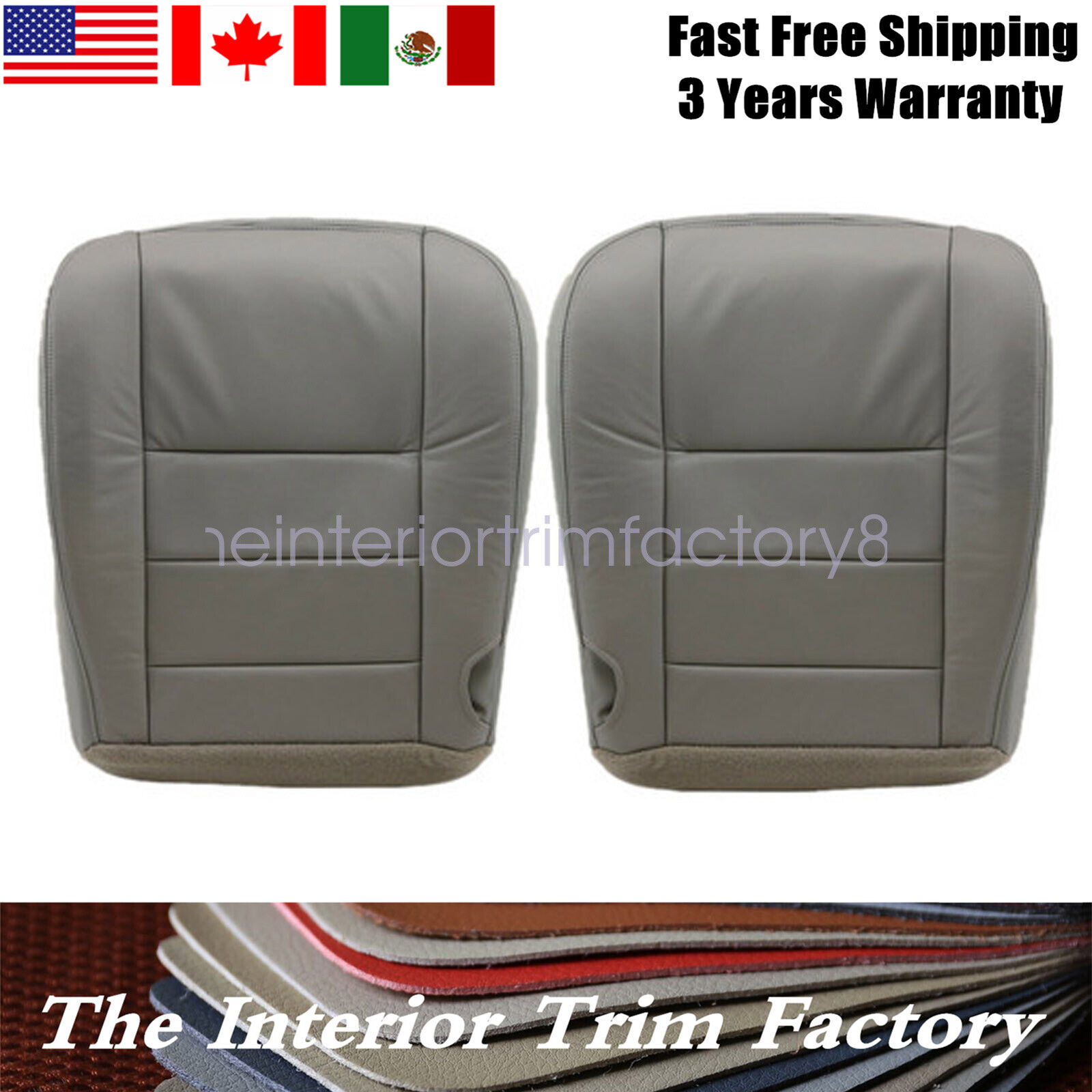 Driver Passenger Side Bottom For 2002-2007 Ford F250 F350 Lariat Seat Cover Gray