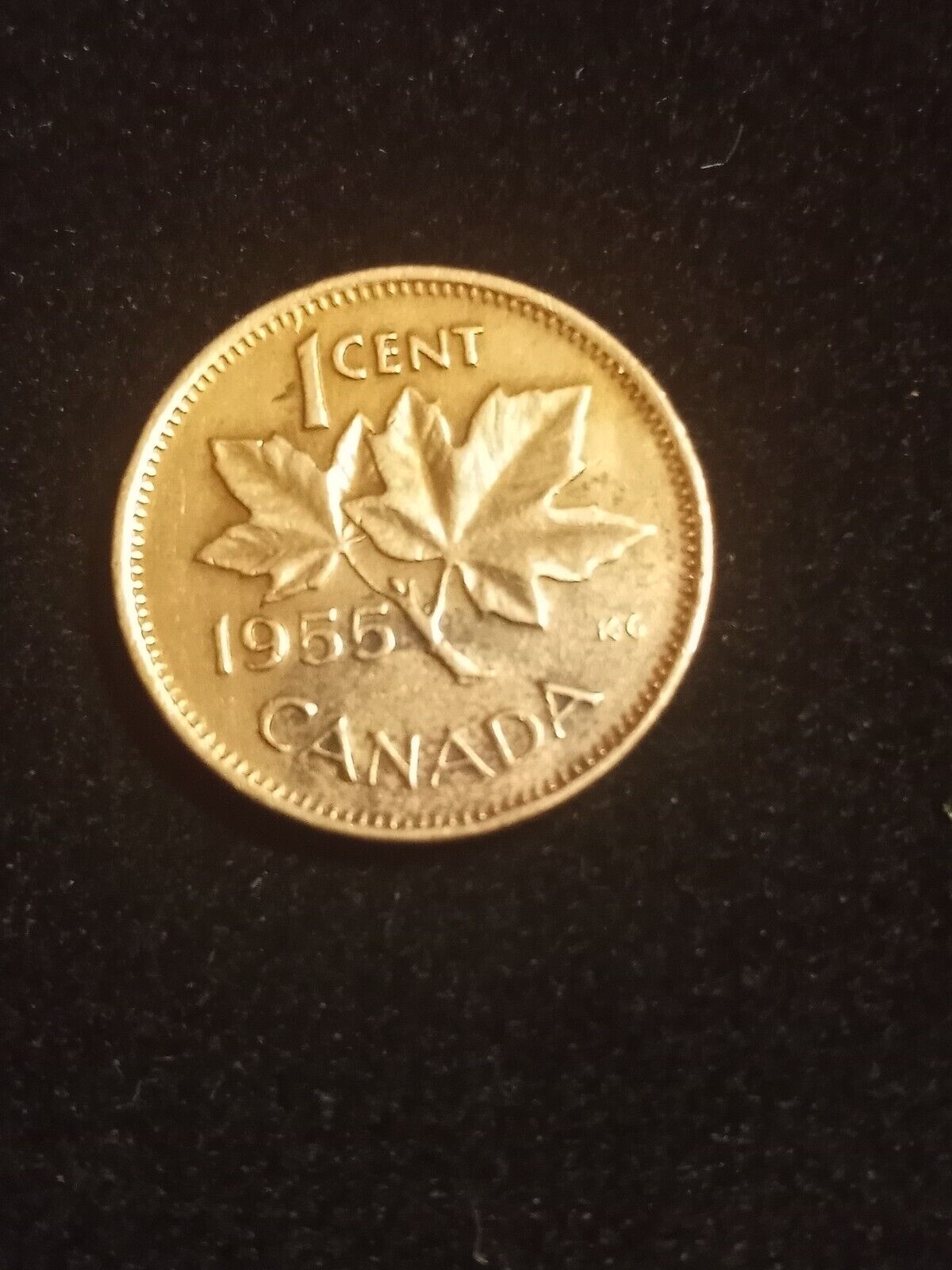 1955 Extremely Rare Canada Small Cent NO Shoulder Fold ,Strapless