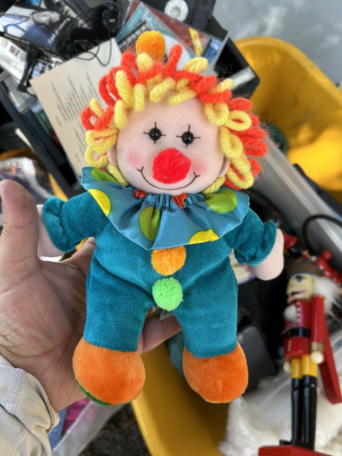 Vintage Jesty the Clown Squeaky Plush Commonwealth 1990 Doll Yarn Hair LN