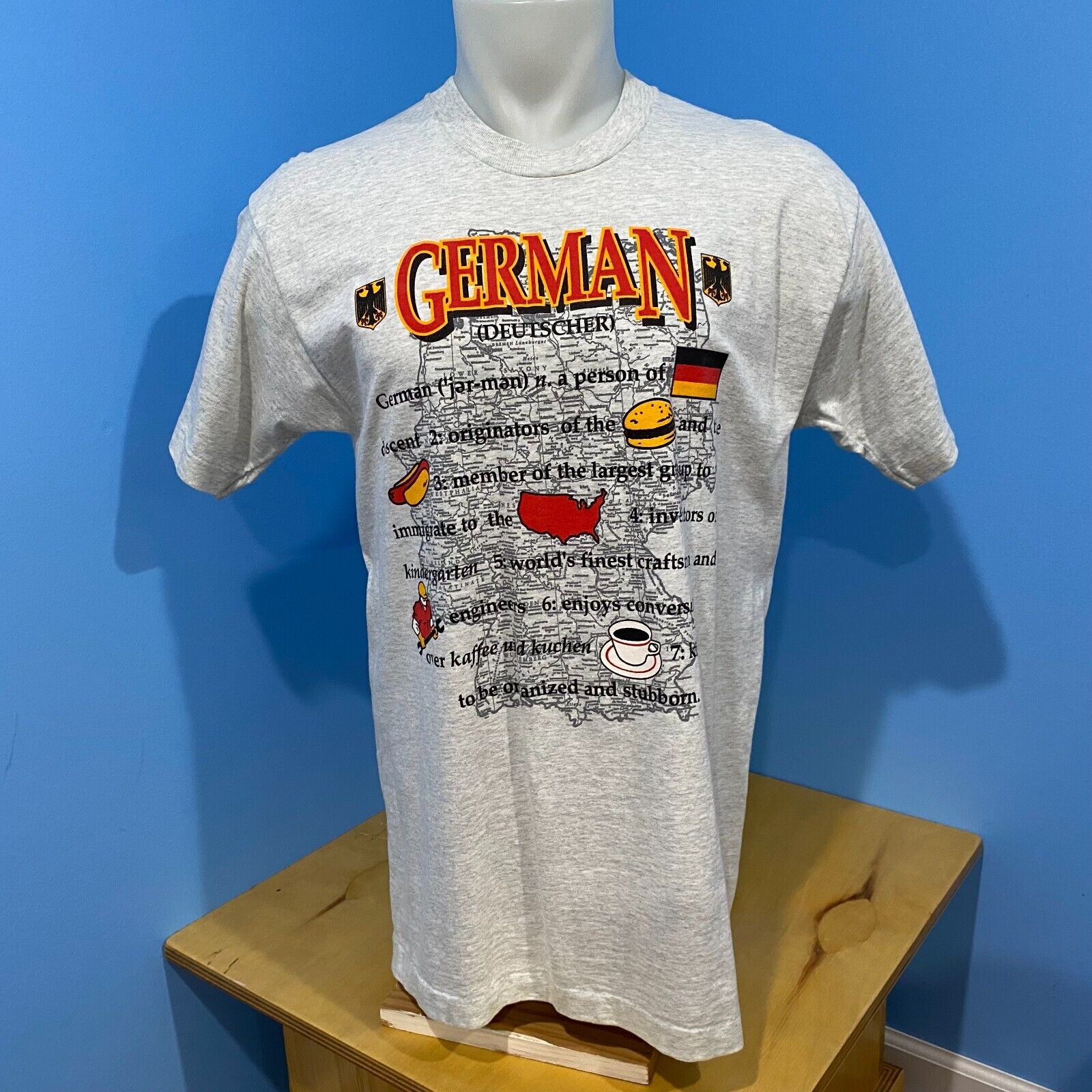 Vintage German Heritage Single Stitch T Shirt Size L VGUC Ancestry