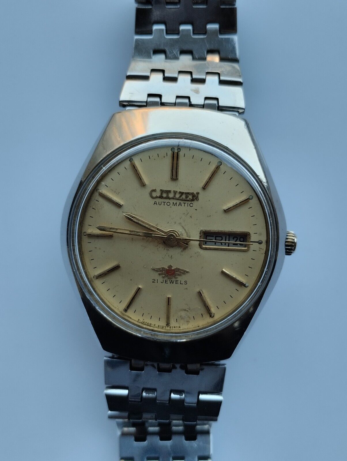 Vintage CITIZEN Automatic 4-822561 TA Day-Date 21 Jewels Men\'s Japan Wristwatch
