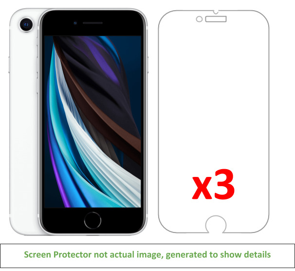 3x iPhone SE 2nd Gen(2020)/3rd Gen Screen Protector w/ cloth