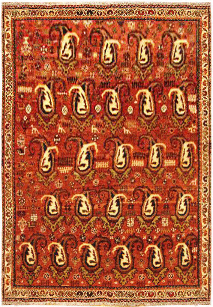 5\' x 6\' Red Semi Antique Traditional Shiraaz Tribal Rug 12634