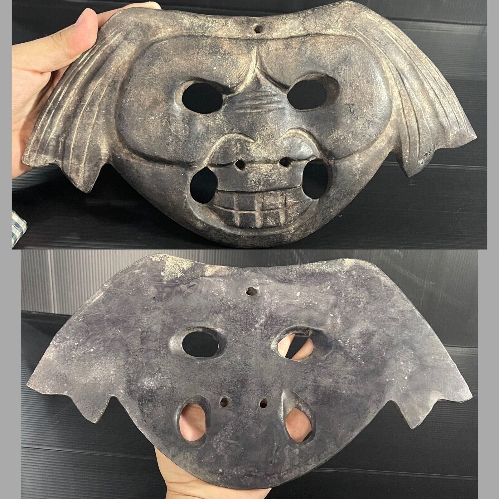 Wonderful Unique Ancient Mongolian Empire Chengizkhan Stone Mask Circa 12AD #789