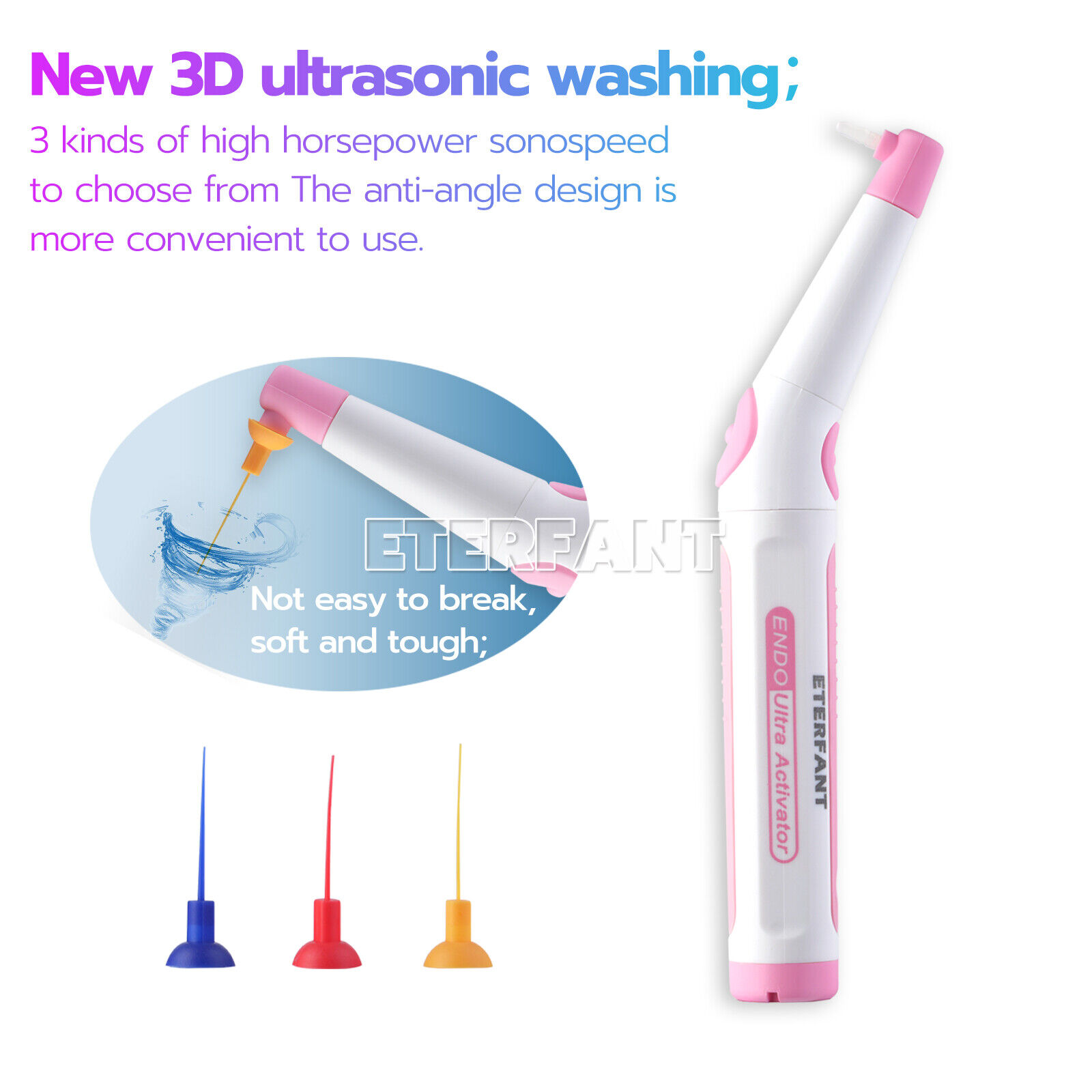 2xETERFANT Endo Sonic Activator Dental Root Canal Irrigator Ultrasonic+60Tips