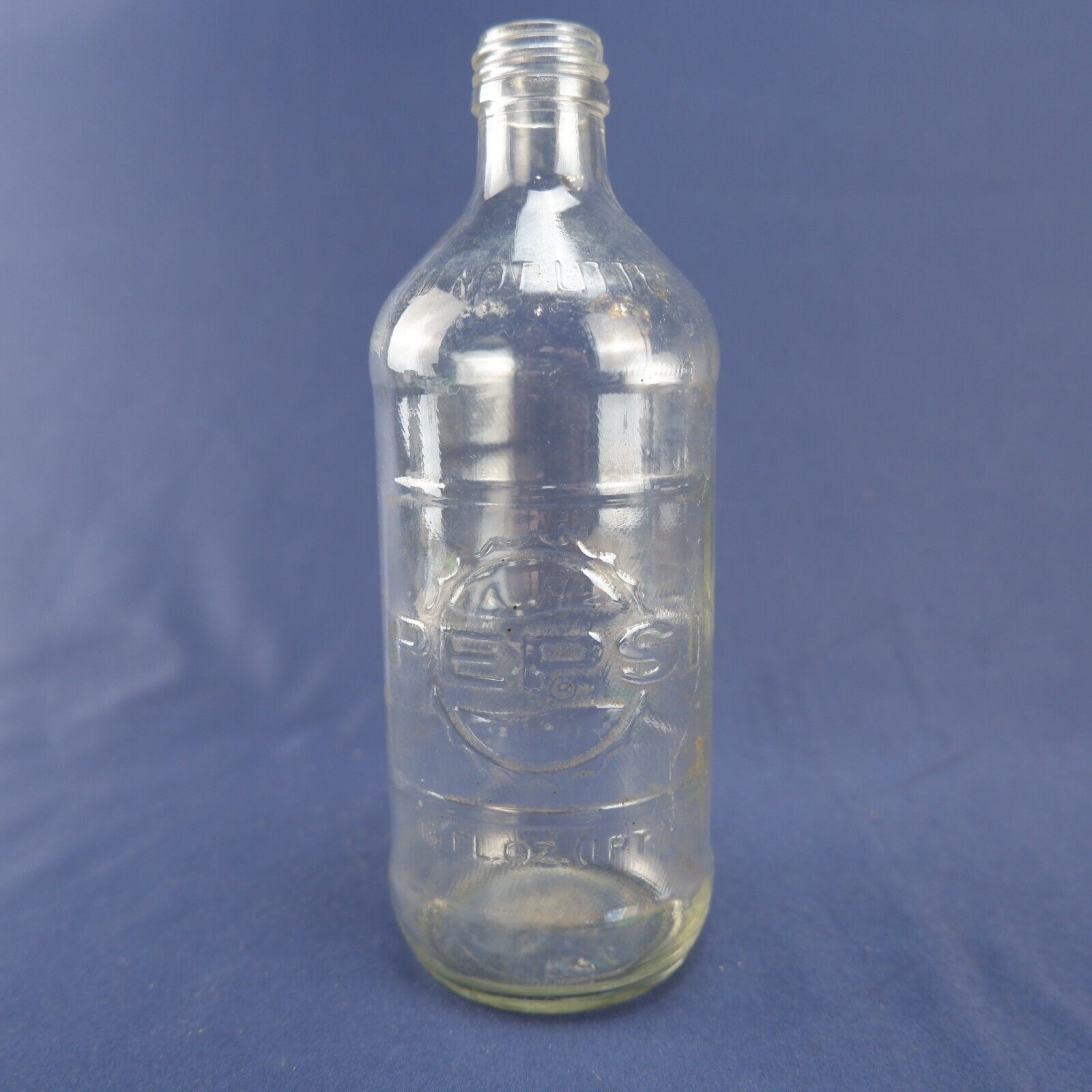 Vintage Pepsi Cola Embossed 16oz 1 Pint Glass Soda Bottle No Refill Dispose Prop