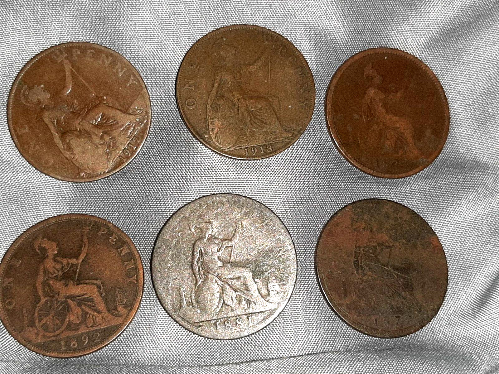 19th century british pennies lot of 6