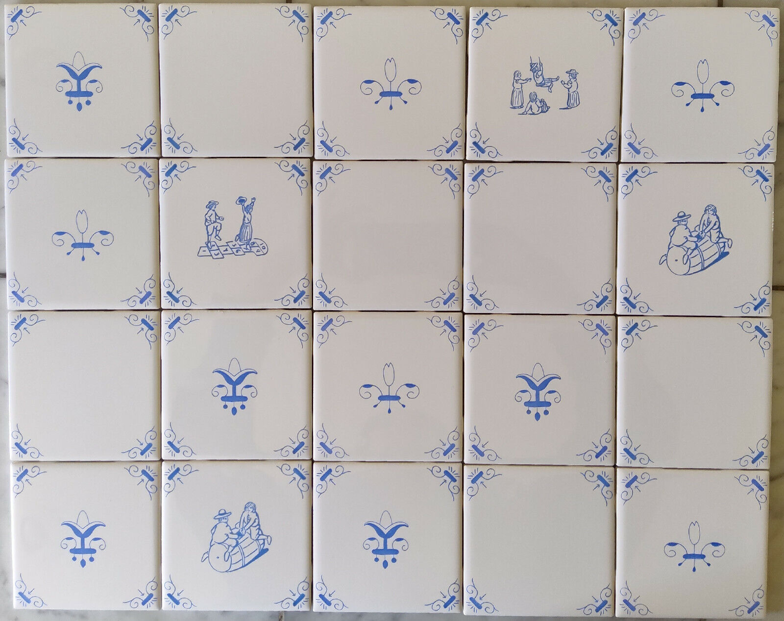 Blue and White Delft Style Mixed Panel