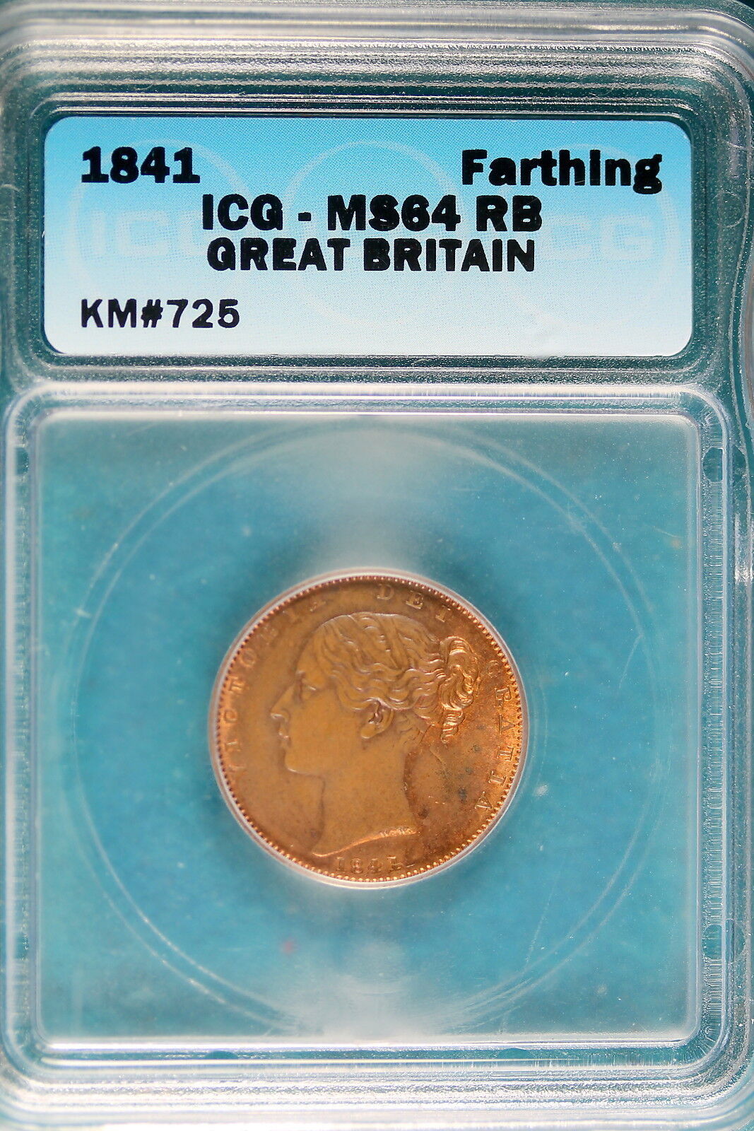1841 ICG MS64 RED BROWN GREAT BRITAIN FARTHING KM#725 #B6770