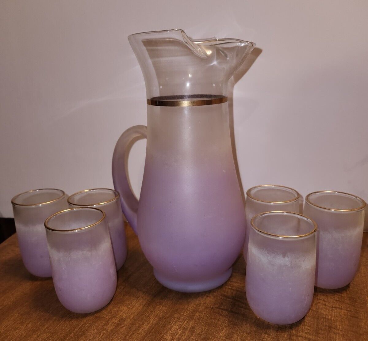 Vintage MCM Blendo Pitcher 6 Glasses Set  Lavender