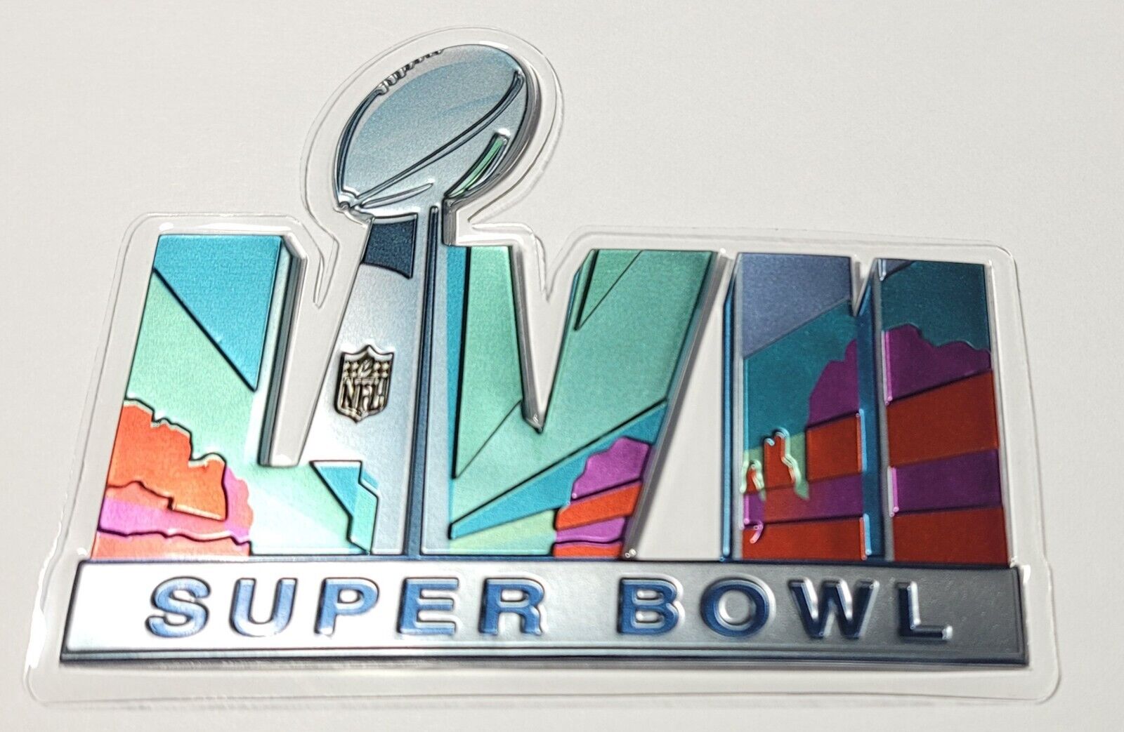 NEW PLASTIC 2023 Super Bowl LVII 57 Flex Chrome CLEAR PATCH SEWN ON
