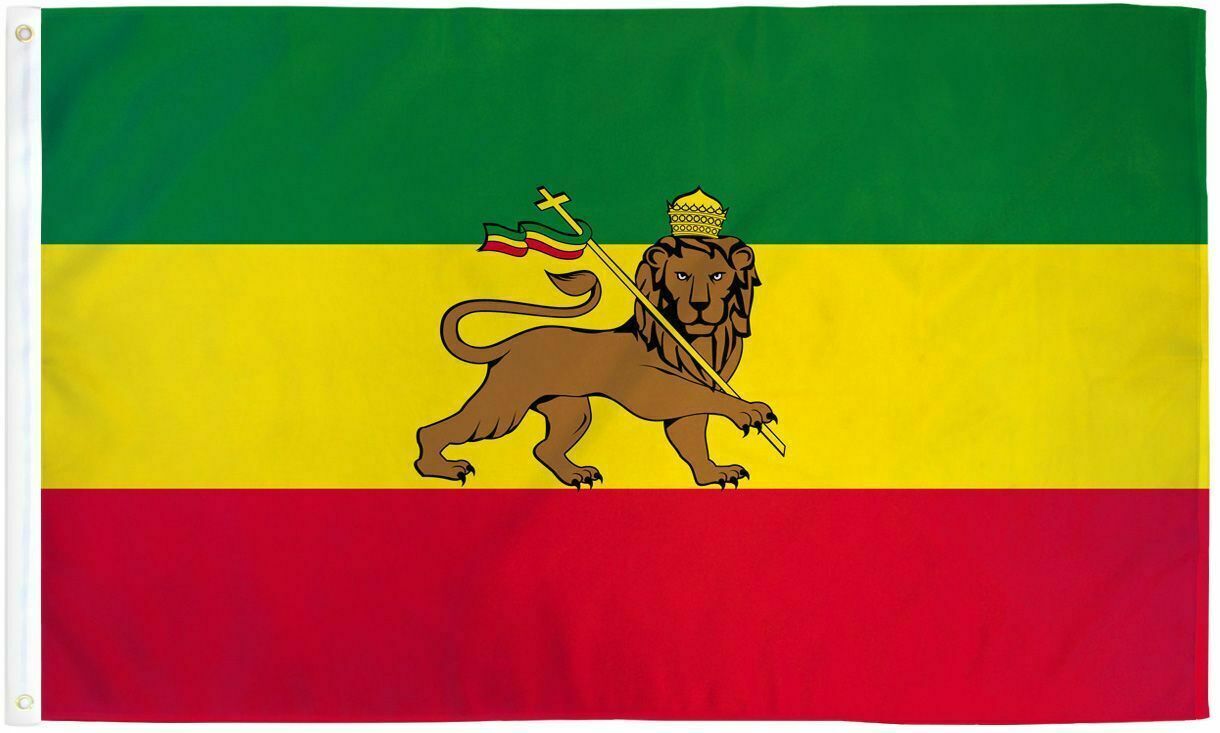 Ethiopia Flag 3x5 ft Ethiopian Lion of Judah Rastafarian Rasta Green Yellow Red