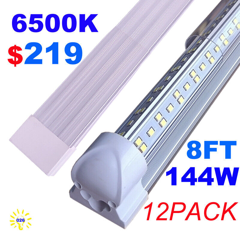 12PCS 8FT LED Tube Lights 144W 8Feet LED Shop Garage Warehouse Light Fixture led