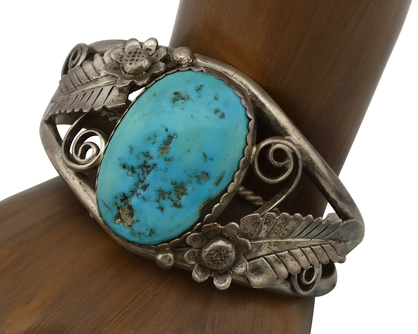 Navajo Bracelet .925 Silver Sleeping Beauty Turquoise Artist Signed T C.80\'s