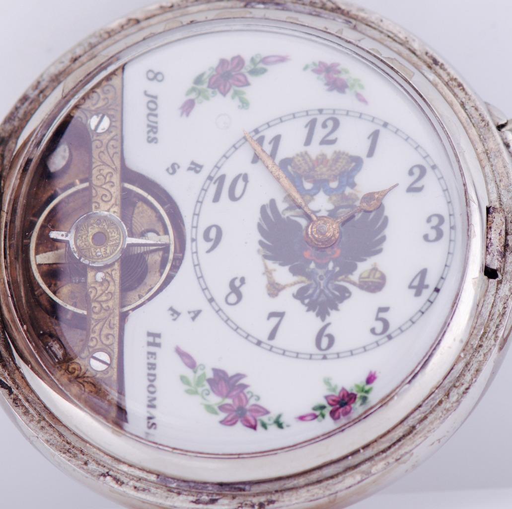 WWI Antique Pocket Watch Imperial Russ Tsar Era Hebdomas 8 Days 1916 Full Hunter