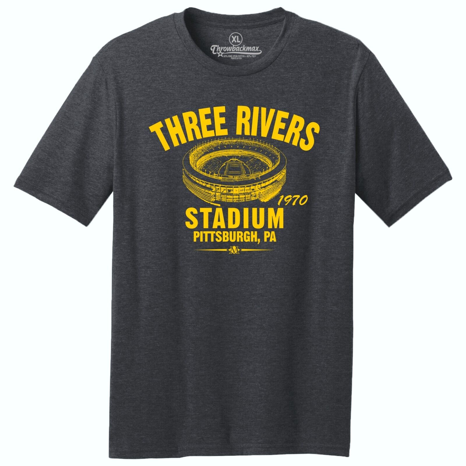 Three Rivers Stadium 1970 Football TRI-BLEND Tee Shirt -  Pittsburgh Steelers 