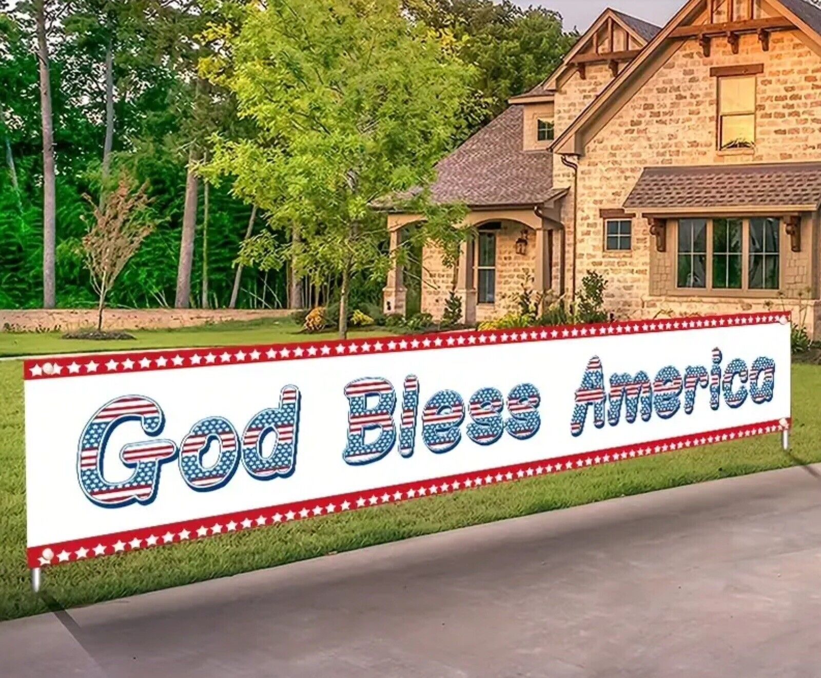 God Bless America Patriotic American 18x78” Large Holiday Banner MAGA